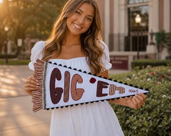 Fanion universitaire fait main - accessoire photo senior, décoration de dortoir Aggies