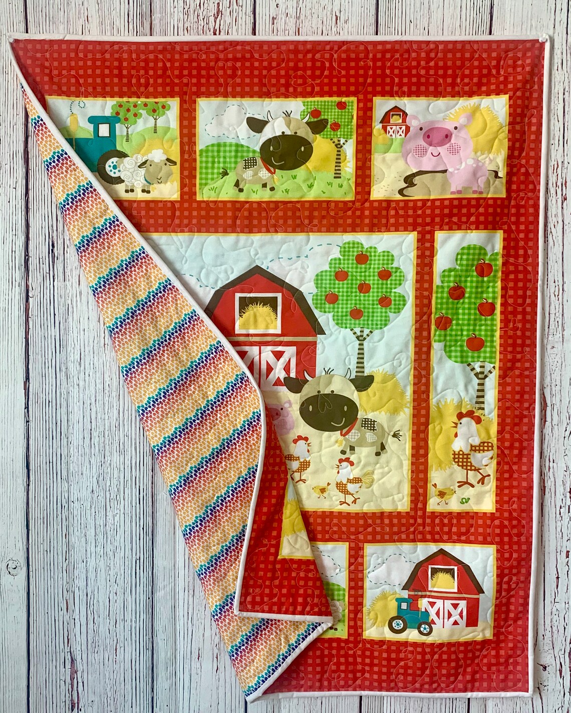 Baby Quilt Kit Farm Scene With Farm Animals/barn Baby Gift Etsy Canada