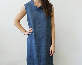 Items similar to Hand dyed Linen garden dress with sewn in eyelet ...
