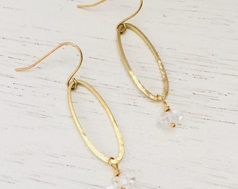 Hammered Herkimer Hoops Boho Jewelry