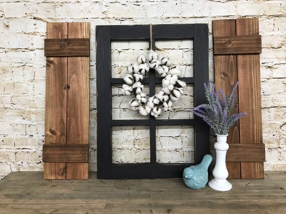 Farmhouse Window Frame With Board Batten Shutters Vintage Style 6 Pane Window Frame With Board And Batten Shutters Cottage Style Window