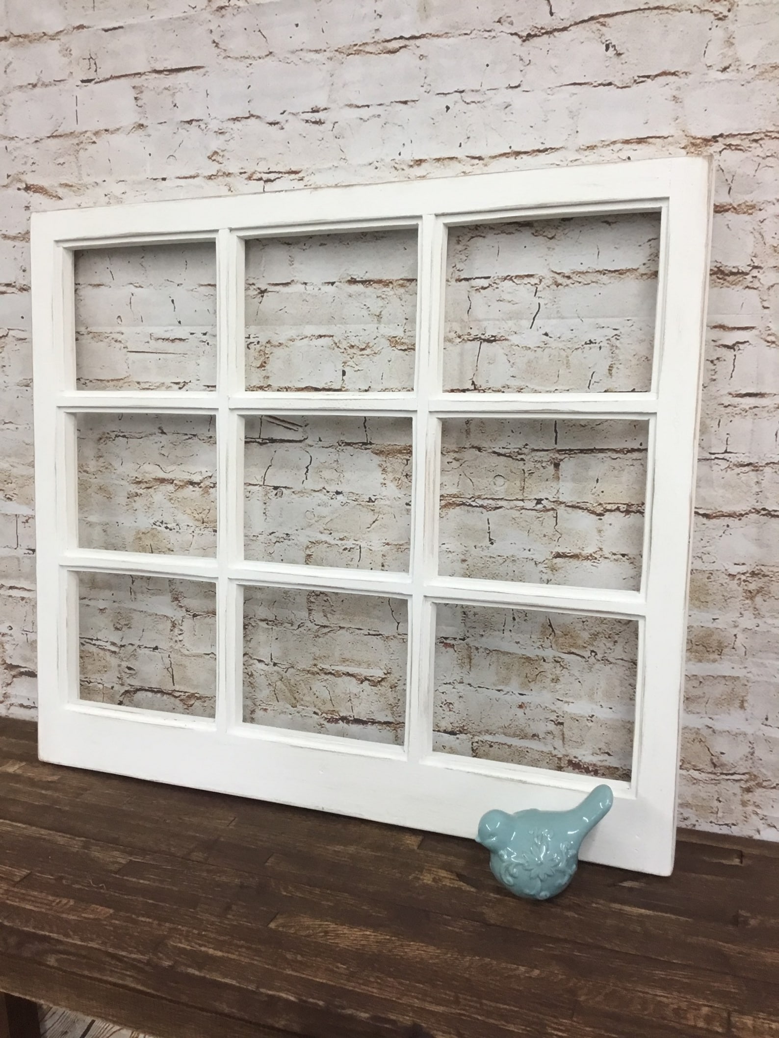 Farmhouse Window Frame Vintage Style 9 Pane Window Wall Etsy