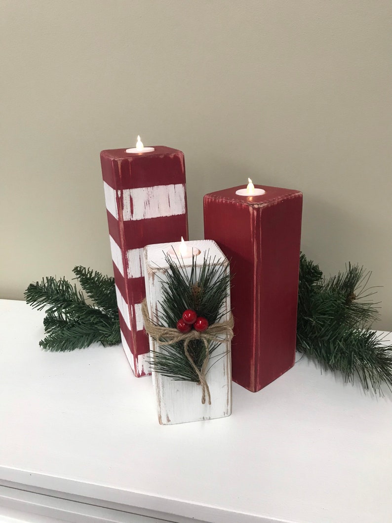 Rustic Christmas Candlesticks Farmhouse Christmas Candle - Etsy