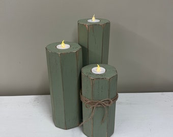 Farmhouse Candle Holders, Octagonal Candlesticks