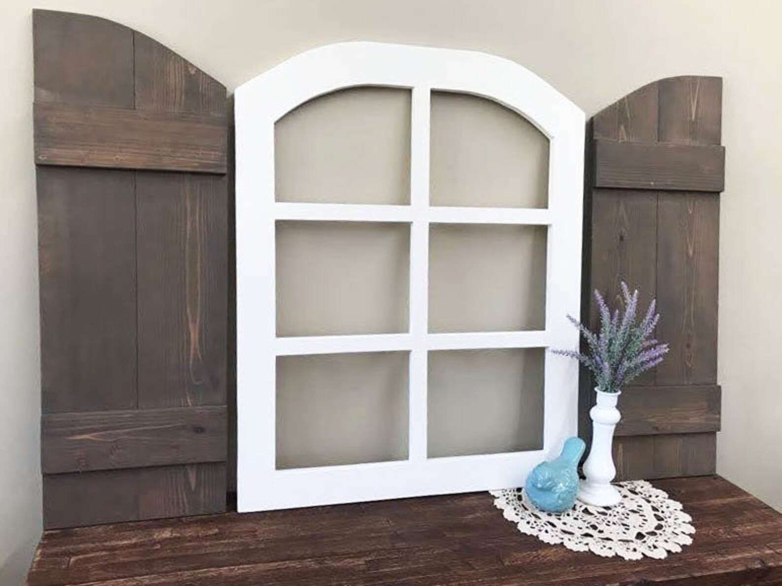Farmhouse Arched Window Frame With Arched Board and Batten Etsy