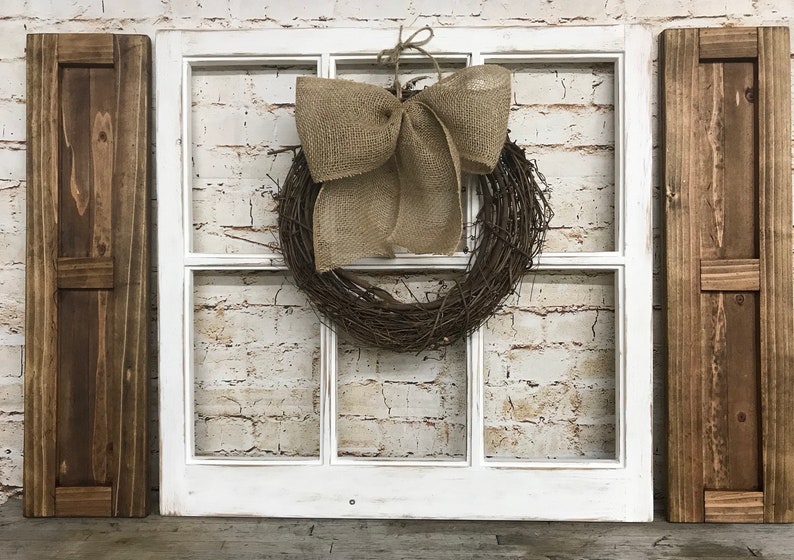 Farmhouse Window Frame with Framed Board & Batten Shutters | Etsy