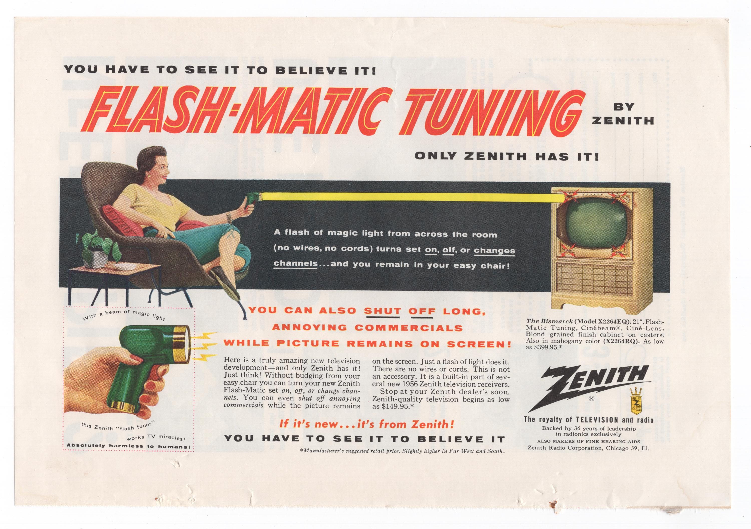 1956 Zenith Flash-Matic Tuning TV Werbung Ditto Kopiermaschine