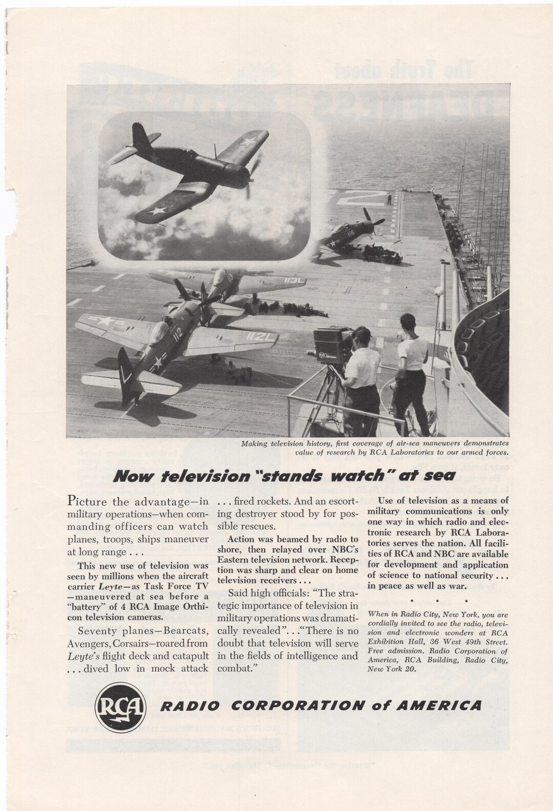 1946 RCA Military Television Ad + Zenith Hearing Aid & Québec Winter ...