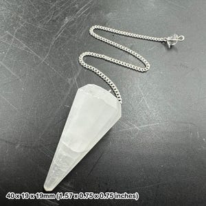 Selenite faceted pendulum natural gypsum crystal divination tool mineral