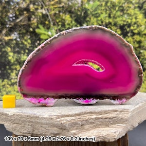 Certified pink agate slice: genuine spiritual healing, display, crystal stone