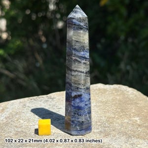 Sodalite obelisk point: genuine spiritual healing crystal mineral, certified