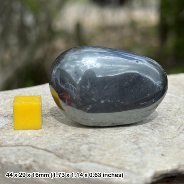 Hematite polished tumbled pebble - grounding, protection, root chakra stone certificated