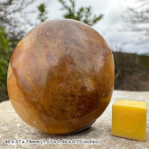 Golden healer palm stone worry stone crystal healing - genuine specimen with certificate