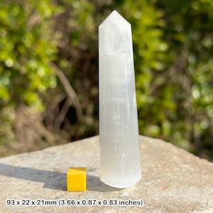 White selenite crystal massage wand - faceted, spiritual healing mineral stone