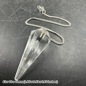 Pêndulo de cristal de quartzo transparente para radiestesia, pedra natural, mineral de quartzo.