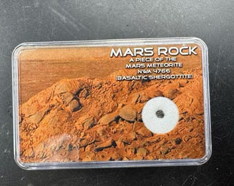 Genuine martian mars rock - basaltic shergottite meteorite - space moon education