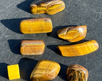 7 x polished tiger eye fear & anxiety - healing crystal mineral stones - certificated