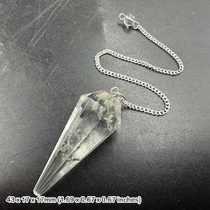 Péndulo de cuarzo transparente, punta de radiestesia de cristal, mineral de cuarzo de roca natural