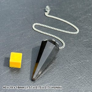 Black obsidian pendulum crystal: spiritual healing mineral stone, certified