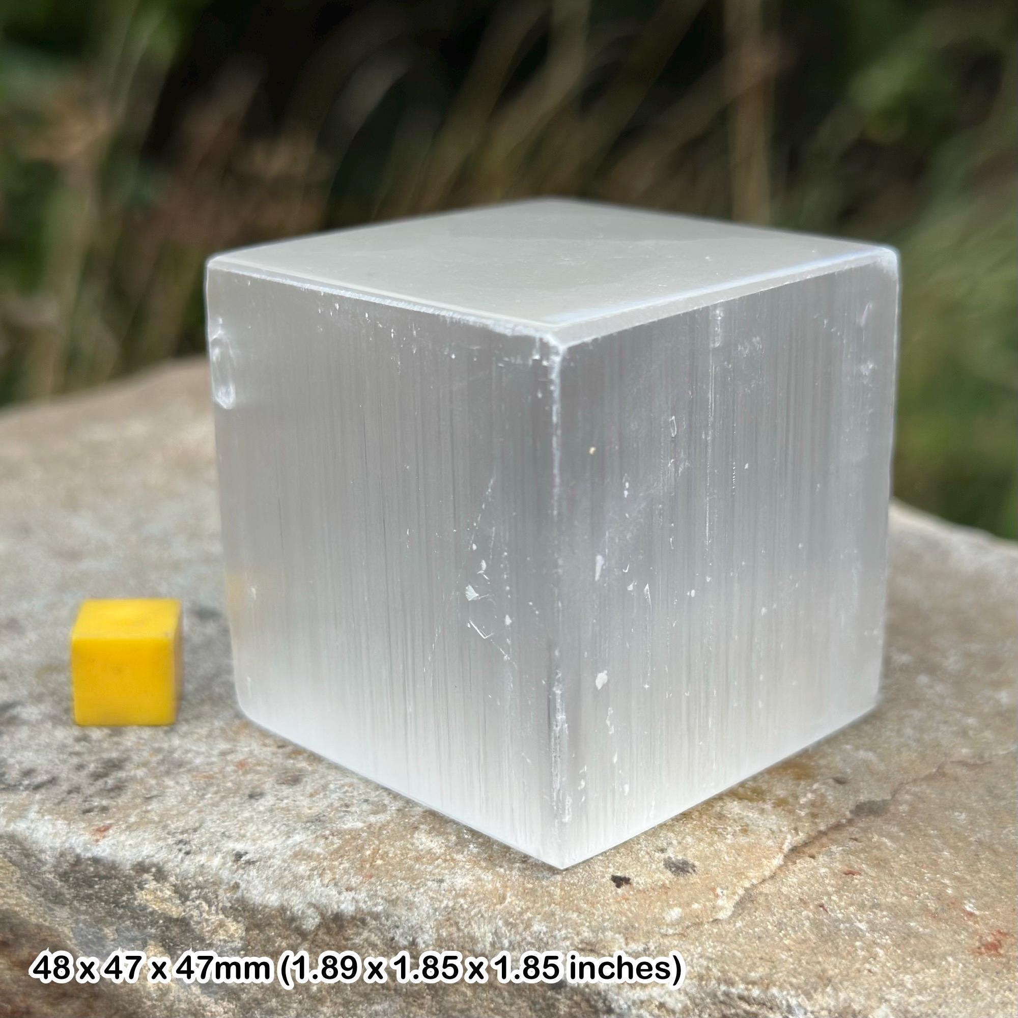 Certified selenite 'tv' block - natural crystal magnifier, spiritual healing stone