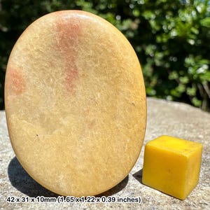 Peach aventurine palm worry stone crystal, shyness & confidence, spiritual healing mineral, certified
