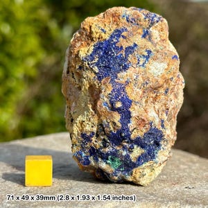 Azurite small crystals on matrix - spiritual healing crystal mineral