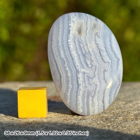Blue lace agate palm worry stone genuine spiritual healing crystal