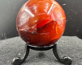 Carnelian sphere crystal madagascar coa included