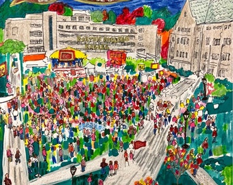 Liz Neighbors Art "" Spiel Tag Hooray!" Mattierter Druck - Boston College Football - BC Eagles - Chestnut Hill, Boston