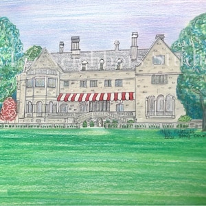 Liz Neighbors Watercolor Matted Print “Fairfield Stag Country” Fairfield University