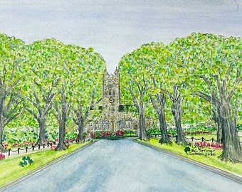 "Liz Neighbors Art ""Boston College Spring"" mit mattiertem 8 x 10 ""Druck."