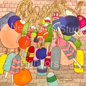 Liz Neighbors Art Matted 8” x10” Buoys Print, “Float My Boat”