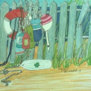 Liz Neighbors Art Matted 8”x10” Print, “All Washed Up”