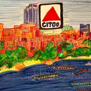 Liz Neighbors Art &quot;Boston&quot; Print - Citgo-Head of Charles-Crew- Back Bay- Charles River- City
