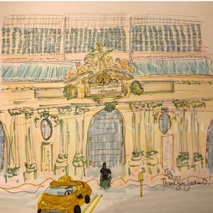 Liz Neighbors Art &quot;Grazie, Jackie O&quot; -Grand Central Terminal - New York Landmark - New York City