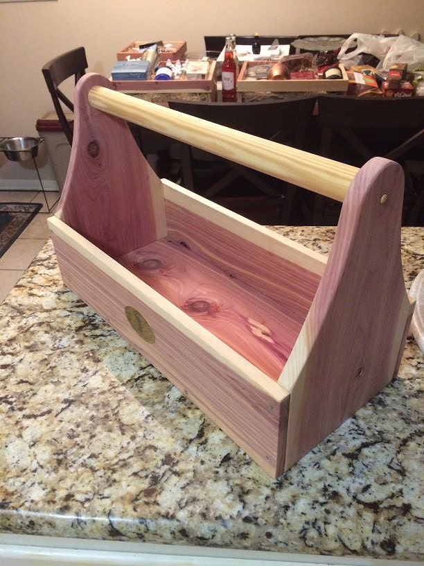 Large Cedar Wood Tool Box Tool Tote Tool Caddy Garden Tote Etsy