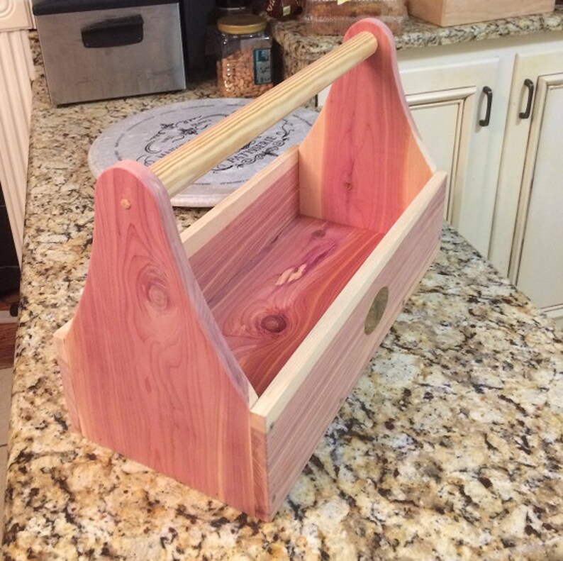 Large Cedar Wood Tool Box Tool Tote Tool Caddy Garden Tote Etsy