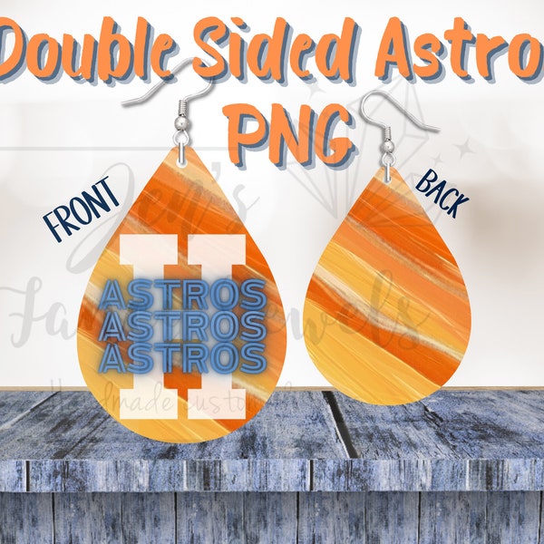 Orange Stripe Astros PNG, Double Sided Design, Instant Download, Teardrop PNG, 2 Designs