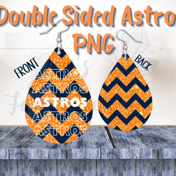 Blue and Orange Chevron Astros PNG, DIY Baseball Earrings, Instant Download, Glitter Earrings