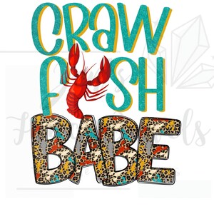 Crawfish Babe PNG, Leopard and Glitter Look Crawfish PNG for Sublimation or Print, Crawfish Design, Crawfish Boil PNG