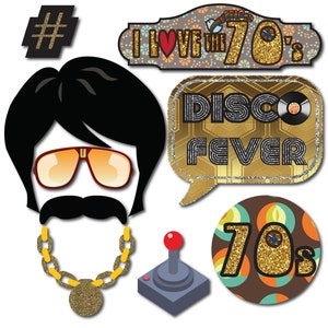 Accesorios Para Fotos De Los 70's - 20 Piezas Con Palos De Madera Para Fiestas Disco Y Hippie