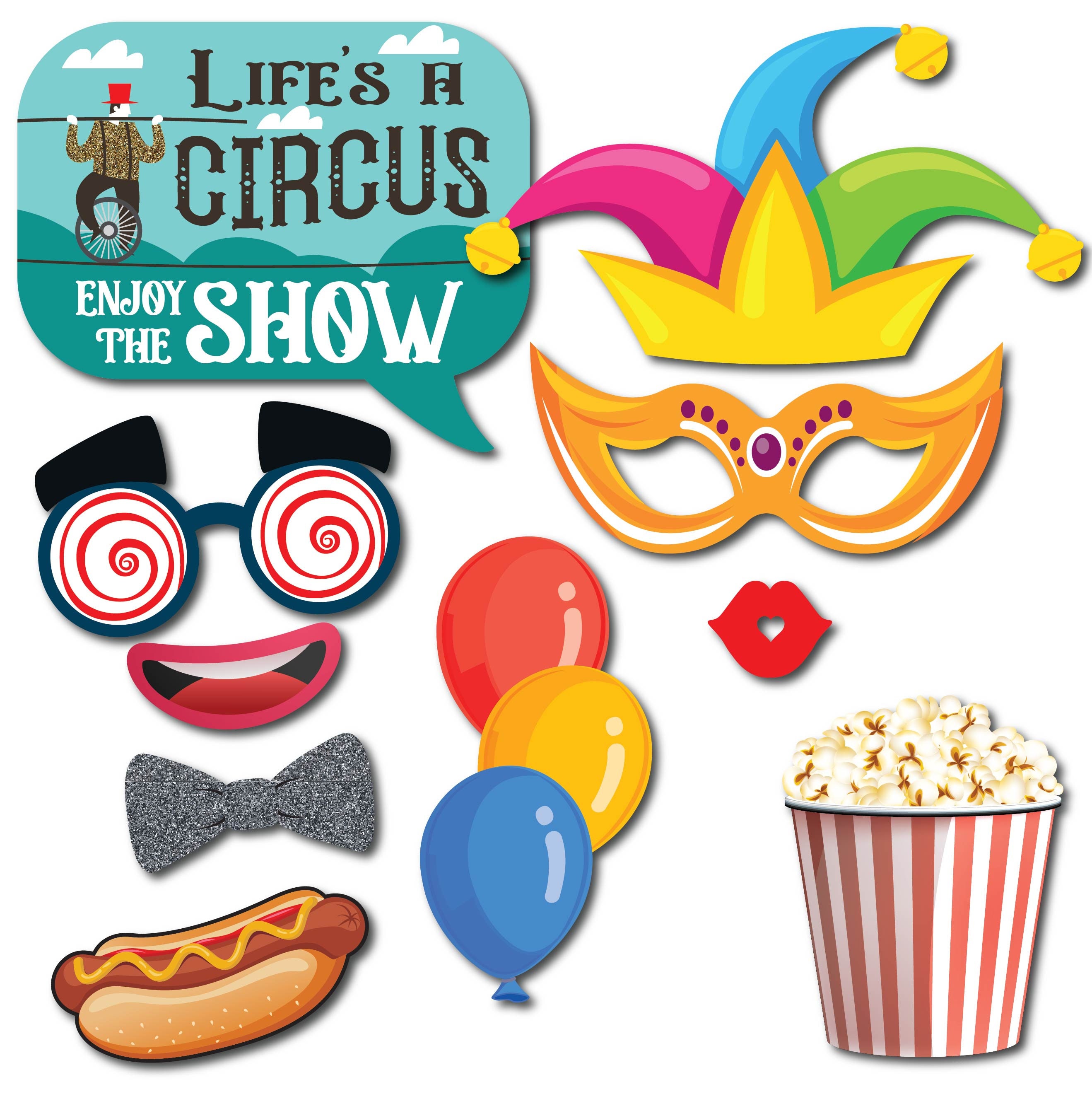 Carnival Photo Booth Props 41 Pieces With Wooden Sticks and - Etsy