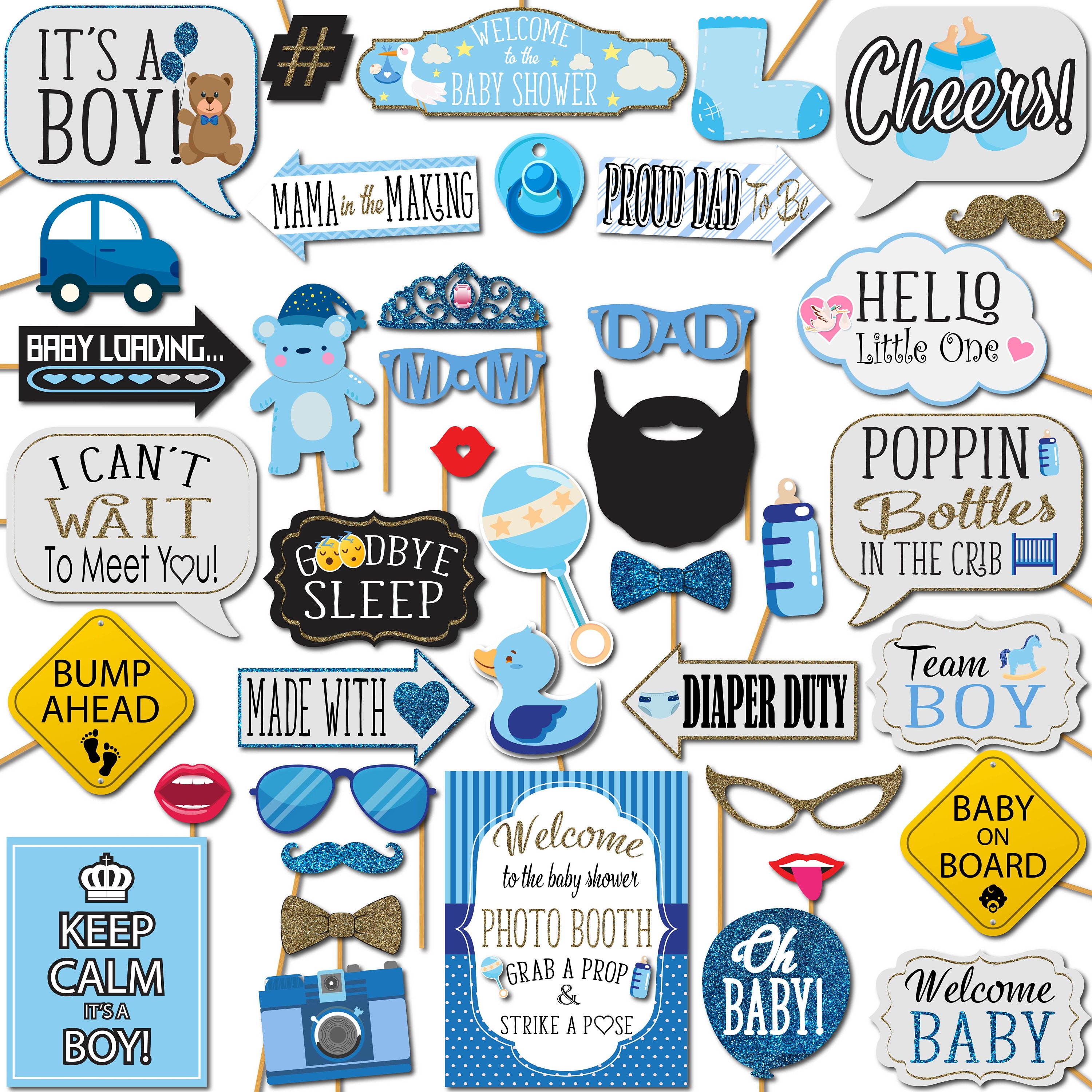 It's a Boy Baby Shower Photo Booth Props 41 Pieces With Etsy
