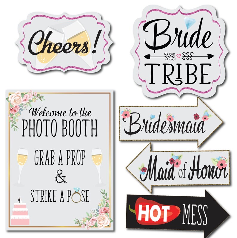 Bridal Shower and Bachelorette Party Wedding Photo Booth Props Etsy