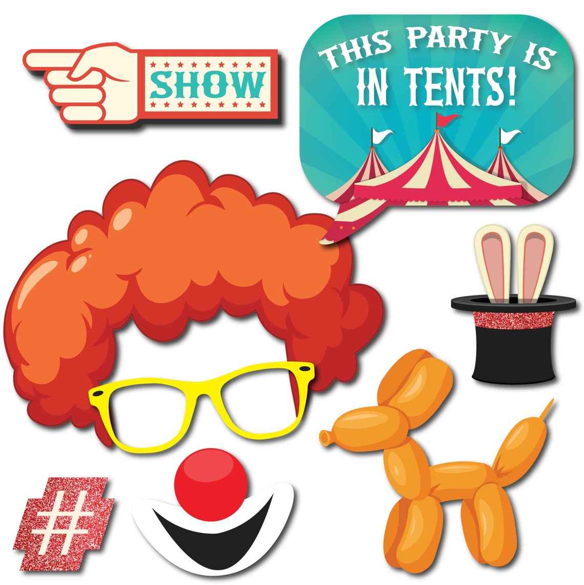 Carnival Photo Booth Props 41 Pieces With Wooden Sticks and - Etsy