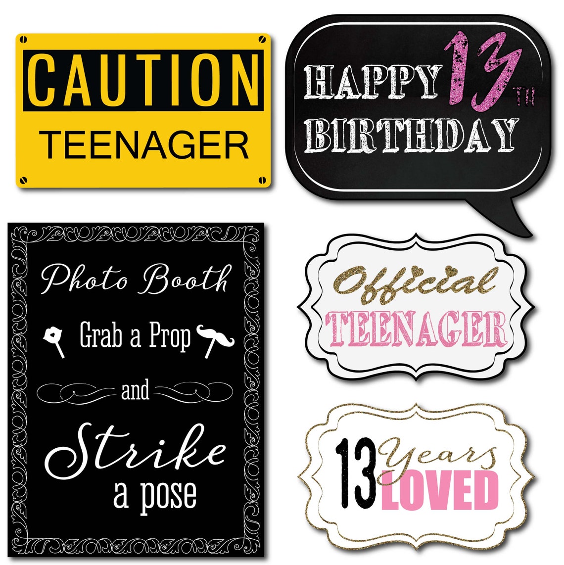 13th Birthday Photo Booth Props Party Kit 41 Pieces with | Etsy