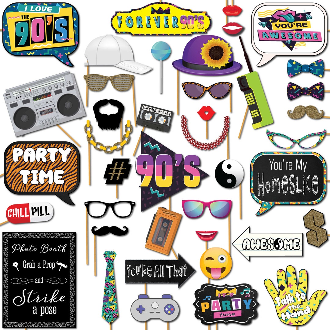 1990s Throwback Party Theme Photo Booth Props Decorations 41 - Etsy