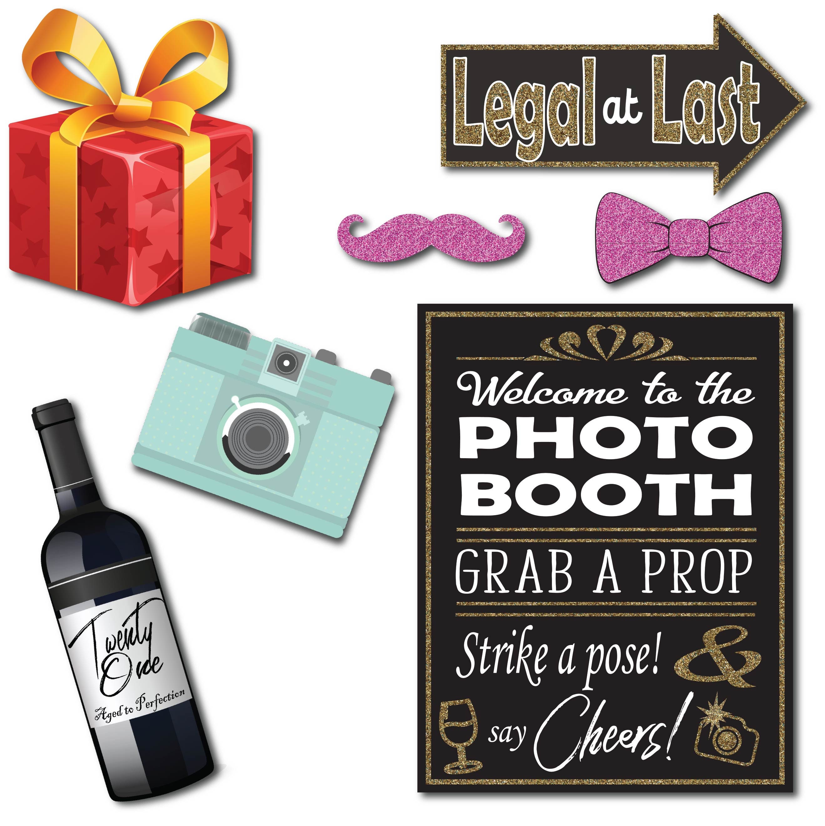 21st Birthday Party Photo Booth Props 41 Pieces With Wooden | Etsy