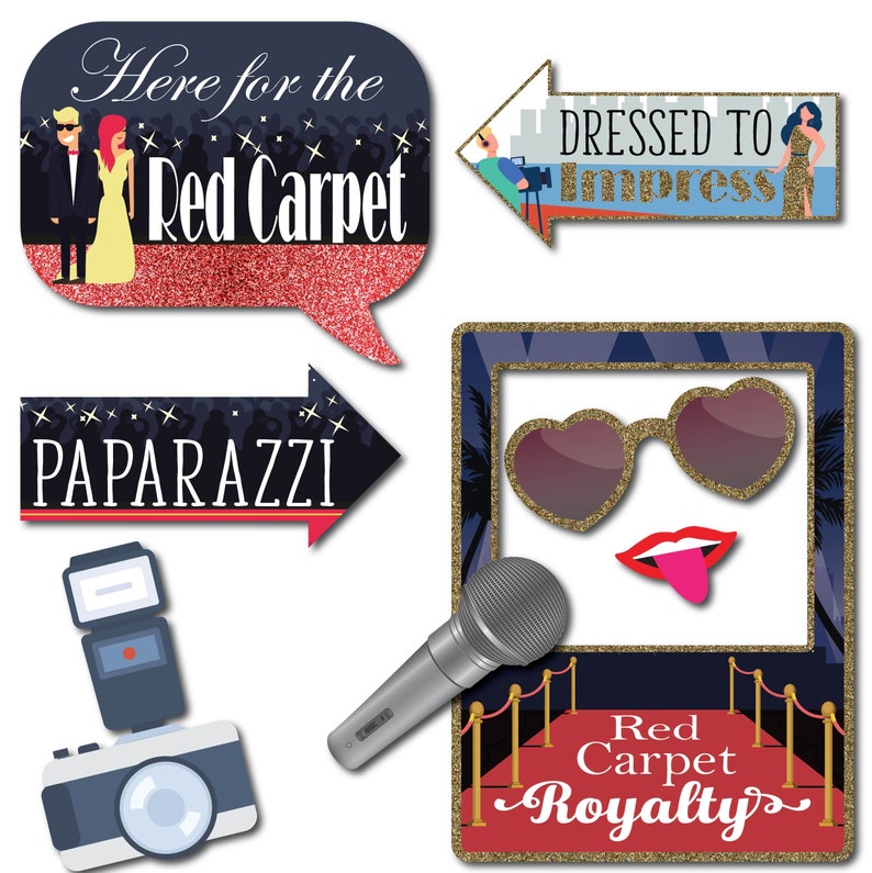 Hollywood Photo Booth Props 41 Pieces With Wooden Sticks and - Etsy