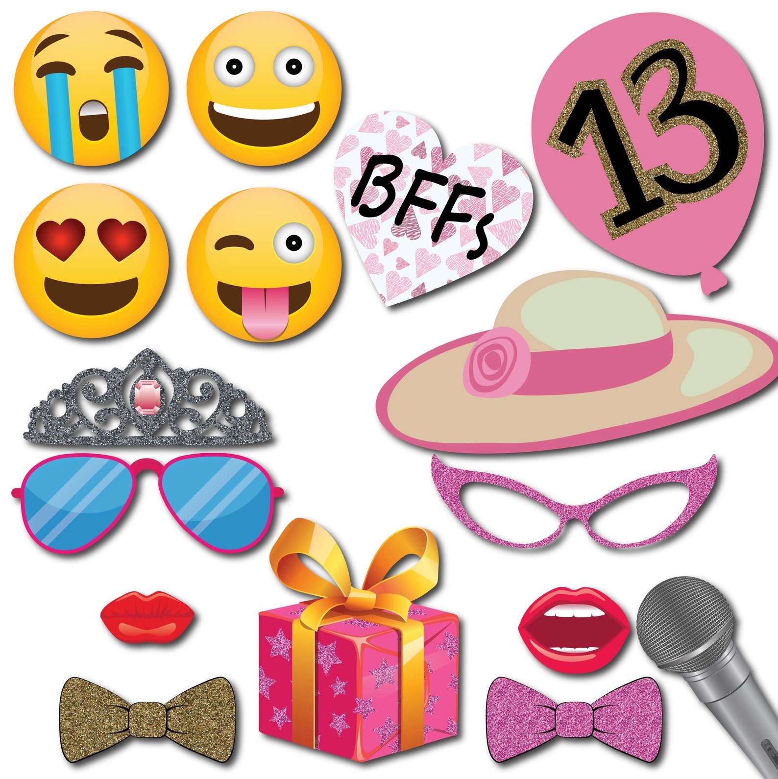 13th Birthday Photo Booth Props Party Kit 41 Pieces with | Etsy